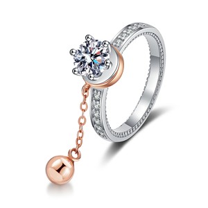 Ventes directes d'usine S925 Silver Female Rotating Bead Ring Incrusté de Moissanite Cool Single Moissanite Ring - Product Image 4