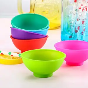 Mangkuk bumbu silikon mangkuk makanan ringan dapat digunakan kembali multiwarna mangkuk cubit silikon Mini makeup mxiing