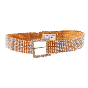Cintura con fibbia quadrata e strass da 3,5 cm per donna, accessorio moda per la vita - Product Image 2