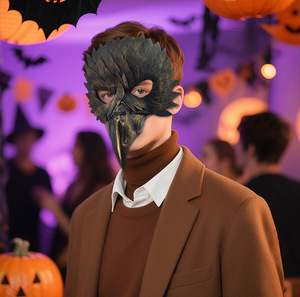 Máscara de Halloween con Forma de Pico de Pájaro, para Fiestas de Disfraces, Carnaval, Máscara Negra de Media Cara con Plumas de Búho, Accesorio para Fiestas Temáticas - Product Image 6