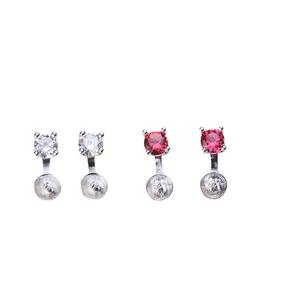 Pendientes de Plata de Ley S925 con Perlas DIY, Accesorios con un Solo Diamante, Cuentas de 6-8 mm y Base Vacía, Modelo 2137 - Product Image 5