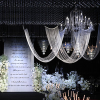 LANJO Rideau de plafond luxueux et romantique en PVC avec perles de cristal, chaîne suspendue, cordon à pampilles, décoration de mariage personnalisée