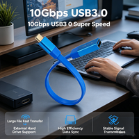 Câble adaptateur USB-C vers USB-A 3.0 OTG, transfert de données rapide 10 Gbps, câble plat en PVC de 0,3 m pour téléphone portable, ordinateur portable, plug and play