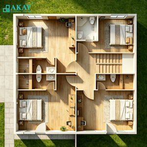 Maison modulaire de luxe en conteneur, villa préfabriquée moderne, bâtiments préfabriqués, mini-maison mobile avec mur-rideau en verre et terrasse - Product Image 5