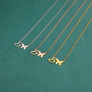 Chain Neck Letters Butterfly <b>Necklace</b> High Quality Choose A-Z Letters <b>Necklaces</b> FBKR02 - Product Image 5