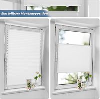 Store plissé en polyester avec supports à clipser sans perçage, protection solaire et écran d'intimité