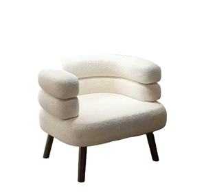 Cream Style Single <b>Sofa</b> Chair Living Room Lamb Wool 2025 New Leisure Chair Home Bedroom Dressing Table Makeup Chair - Product Image 3