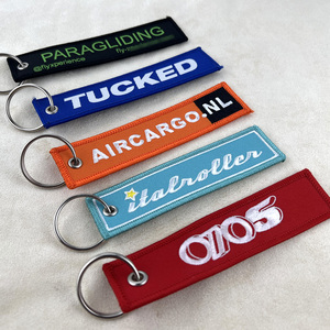 <strong>Custom</strong> Double Sided Jet <strong>Key</strong> <strong>Tag</strong> Carved Logo Embroidery <strong>Keychain</strong> Woven Label Fabric Blank Keychains Promotional Jet Carabiners - Product Image 3