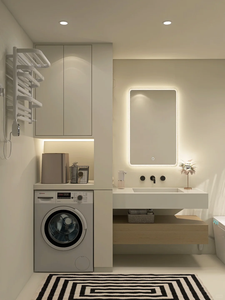 BALOM Gabinete de baño multifuncional <span class=keywords><strong>y</strong></span> combinación de <span class=keywords><strong>lavadora</strong></span> con espejo Gabinete de almacenamiento de fregadero de baño <span class=keywords><strong>y</strong></span> <span class=keywords><strong>lavabo</strong></span> - Product Image 2