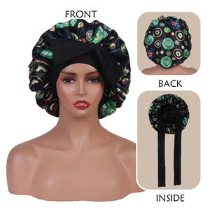 Özel lüks uyku kapaklar gerçek saten uyku kapaklar şapka çift katmanlar ipek saten duş Bonnets saç kadınlar tasarımcı kaput - Product Image 4