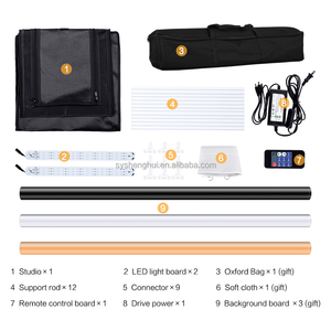 Kit de studio photo portable pliable en nylon carré de 60 cm, boîte à lumière douce, tente photo, recharge USB, vidéo professionnelle en intérieur - Product Image 4
