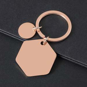 Llaveros Personalizados de Acero Inoxidable con Diseño Hexagonal y Pieza Circular - Product Image 4