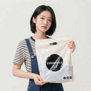 Fábrica de fuente barata con logotipo impreso, mercancía personalizada de HDPE LDPE, bolsa de compras de plástico con asa troquelada - Product Image 3