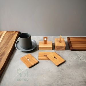 Juego de Posavasos Reutilizables Clásicos de Bambú Natural para Bebidas Frías y Calientes con Revestimiento Protector - Product Image 5