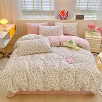 Ensemble de draps en microfibre respirant et doux avec motif de fleurs peintes à l'huile, 100% polyester, ensemble de literie à fleurs de jardin pour toutes les saisons