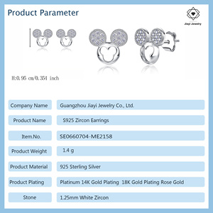 Incantevoli Orecchini a Perno Ispirati a Mickey in Argento S925 Decorati con Zirconi Scintillanti - Product Image 2