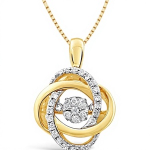 Collana di Diamanti con <span class=keywords><strong>Nodo</strong></span> d'Amore, 1/5 CTTW, Placcata in Oro Giallo 14kt, Catena Sportiva da Donna - Product Image 1