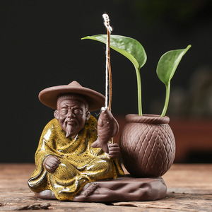 Wuyang anciano pesca arena púrpura té mascota decoración paja verde planta hidropónica cultivo florero maceta pequeña mesa surfa - Product Image 6