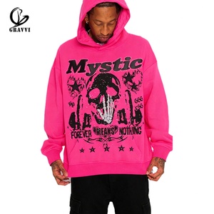 Sudadera con Capucha Oversize de Felpa con Estampado Gráfico de Calavera Gótica Personalizada, Estilo Urbano, Ajuste Holgado, Proveedor OEM ODM - Product Image 1