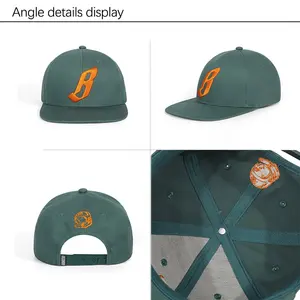 유니섹스 빈티지 재활용 6 패널 야구 모자 사용자 정의 3D 자수 로고 플랫 빌 고라스 스냅 백 골프 모자 모자