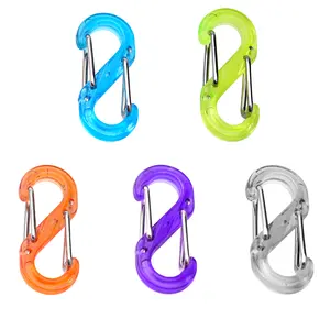 NEW Mini Plastic PC S Carabiner Hook 5 Colors Carabiner Clips Custom Logo Swivel Self Hook For Keychain
