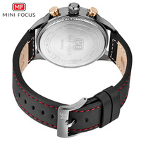 Montre de sport à quartz pour homme, chronographe, double cadran secondaire, fenêtre de date, bracelet en cuir perforé