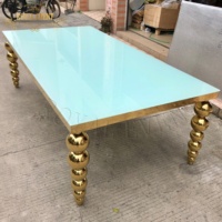 Table et chaises de Restaurant de luxe, avec verre en acier inoxydable doré, Tables de salle à manger pour événement, mariage, nouvelle collection