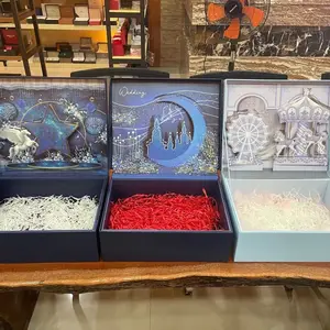 소녀의 메이크업, 간식, 음료, 향수 수집을 위한 3D 사랑스러운 마술 선물 상자