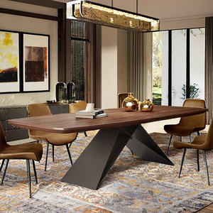 Ensemble de <span class=keywords><strong>table</strong></span> à manger en bois massif extensible nordique <span class=keywords><strong>Table</strong></span> longue en noyer rectangulaire pour <span class=keywords><strong>8</strong></span> <span class=keywords><strong>personnes</strong></span> Home <span class=keywords><strong>Bar</strong></span> Cuisine - Product Image 1