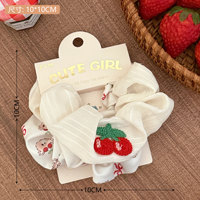 Chouchous pour cheveux en gros, motif cerise, mignons, très élastiques, rouges, avec logo personnalisé, pour fêtes d'enfants, vente en gros pour filles, OEM ODM, attaches pour queue de cheval