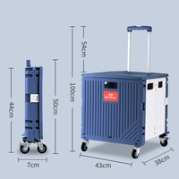 Pique-nique de supermarché robuste de caisse roulante pliable avec 4 roues chariot en plastique pliable de 35 kg