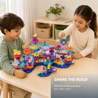Set Blok Bangunan Ocean Flower 122 Buah Mainan Edukasi Susun DIY Set Permainan Konstruksi dengan Ember