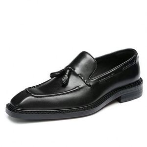 Designer Men's Business Casual Loafers Genuine Cowhide Leather Korean Version Fringed <b>Shoes</b> <b>Height</b> <b>Increasing</b> Autumn <b>Shoes</b> - Product Image 2