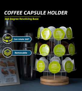 Support de rangement rotatif à 360° pour dosettes de café Dolce Gusto K-<span class=keywords><strong>Cup</strong></span> en acrylique/bambou écologique, capacité de 24 pièces, trois niveaux - Product Image 4