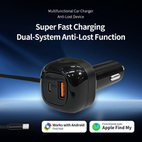 Traceur anti-perte mini double système compatible avec Find My Android, Hub de localisation intégré, rechargeable en voiture, placement dans l'allume-cigare, garantie 1 an