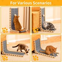 Griffoir pour chat en sisal de forme unique en L, design vertical, hauteur réglable, montage facile, emballé en carton