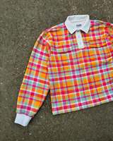 2025 personnalisé Streetwear Polo col bouton coupe et coudre à manches longues veste Vintage Plaid flanelle chemise hommes