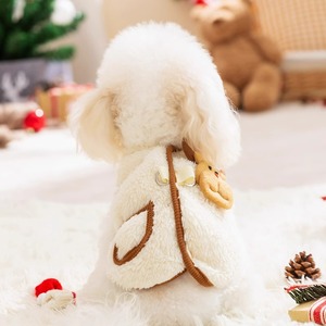Pet Fleece Coat Christmas Reindeer Santa Design For Cats <b>Dogs</b> Small Pets Warm Winter Wear Brown Green Cute Animal Pattern - Product Image 2