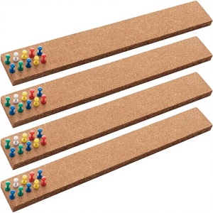 Natural Eco-Friendly Cork Board Bulletin Bar Strip Felt <b>Push</b> <b>Pins</b> Self Adhesive Backing Wall Tiles Country Design Office Decor - Product Image 2