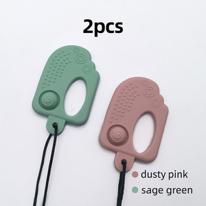 Mordedor de silicona para bebé con forma de helado, de calidad alimentaria, para mayores de 3 meses, juguete de dentición unisex con cuerda, color amarillo mango, gris Totoro - Product Image 2