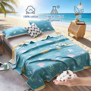 Couverture en percale 100% coton pur, adaptée au lit et au <span class=keywords><strong>canapé</strong></span>, confortable, douce, double face, couvre-lit, lit simple, 60 pouces x 80 pouces - Product Image 1