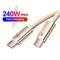 Kabel Pengisian Cepat USB-C 240W 5A, Jaket Anyaman PVC Berbahan Nilon untuk iPhone, iPad & Perangkat USB-C