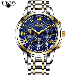 Nouveau LIGE LG9849 montres pour hommes marque de luxe chronographe montres Sport étanche plein acier montre à Quartz hommes - Product Image 2