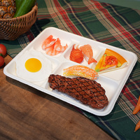 Vaisselle jetable compostable dégradable personnalisable d'hôpital scolaire nourriture à emporter plateau de 5 divisions