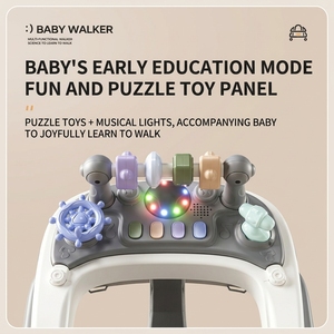 Nuovo Girello Pieghevole per Bambini con Musica, 6 Ruote Girevoli, Piedini Antiscivolo, Facile da Spingere per i <span class=keywords><strong>Primi</strong></span> <span class=keywords><strong>Passi</strong></span>, Regolabile in 3 Altezze - Product Image 5