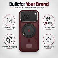 Étui de protection pour téléphone iPhone 18 Pro couleur Bourgogne avec protection 360° °   Support d'anneau rotatif en métal pour appareil photo