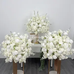 DKB Wedding Centrepiece Table Decor White Silk Flower Ball White And Green Centerpiece Arrangement Flowers For Wedding