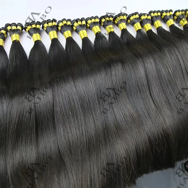 High Quality Hand Tied Weft Hair Extensions #1 Jet Black 100% Quality Human Virgin Natural Weaving Bundles Double Drawn 12a