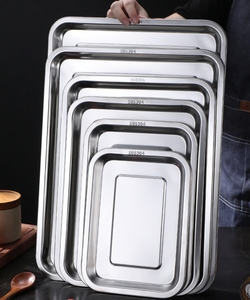 Plateau carré en acier inoxydable 304 épaissi casserole <span class=keywords><strong>de</strong></span> <span class=keywords><strong>cuisson</strong></span> profonde rectangulaire servant BBQ congélateur casserole pour cuisine Restaurant fête - Product Image 1