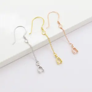 925 boucles d'oreilles en argent Sterling accessoires croix chaîne oreille lignes clips d'oreille gland barre émeraude cristal boucles d'oreilles bouton clipsé